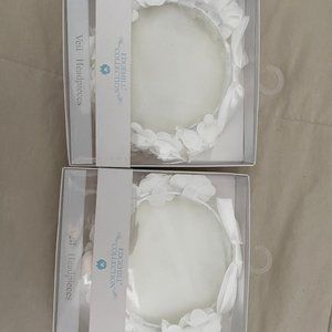 2 NEW Edgehill flowergirl headbands with veil and bow